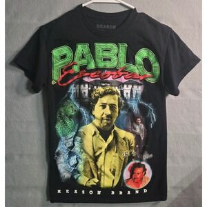 Reason Clothing Pablo Escobar El Patron Graphic T-Shirt Black Mens Small Narcos